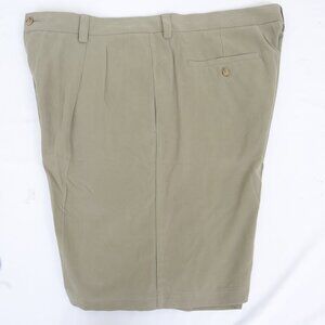 Tommy Bahama 100% Silk Khaki Green Pleated Front Shorts Men's 38